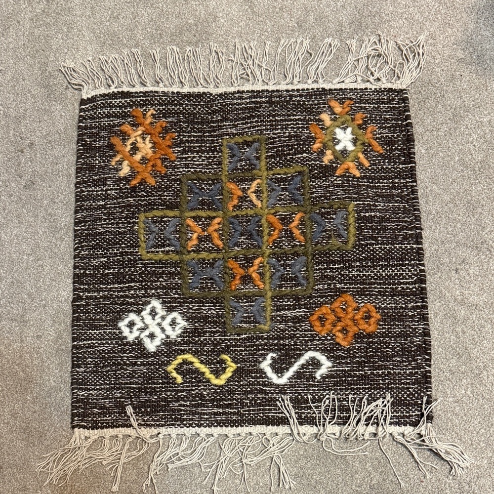 Surya 2 X 3 Artisan Woven Geometric Rug - Black, Orange, White Cotton Wool Mix